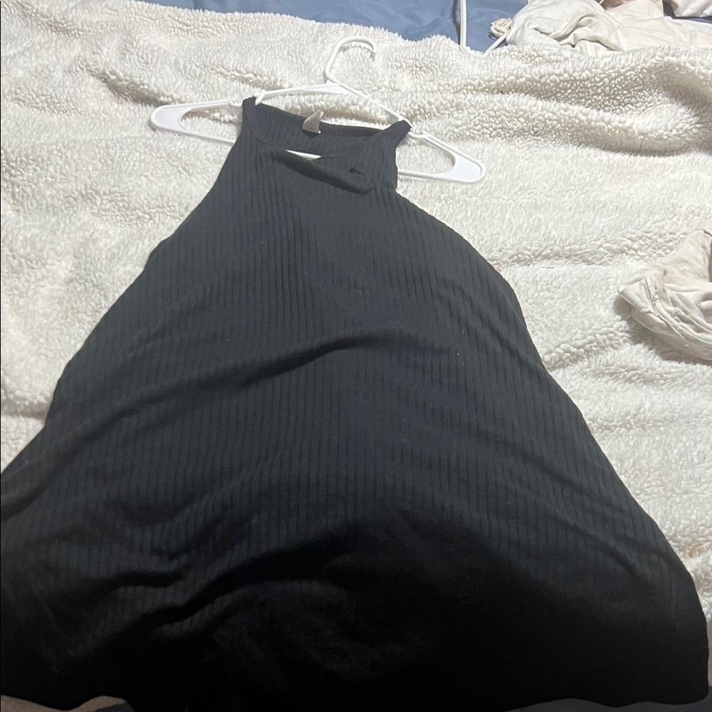 Chic Black Backless Halter Dress